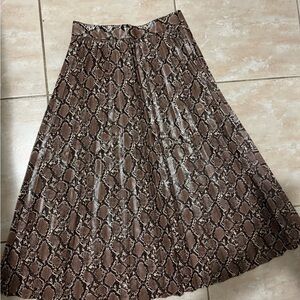 Zara Faux Leather Midi Snake Print Women's Skirt